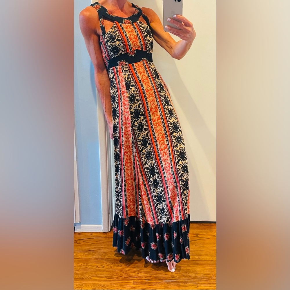Free People Bohemian Multicolor Maxi Skirt